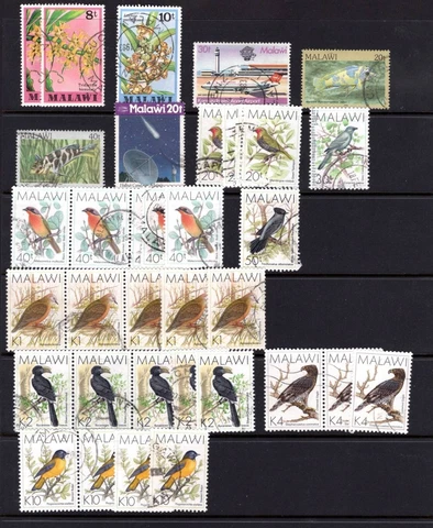 Malawi ~ Lot / Collection ~ 35 Used / 14 Different Used Stamps ~ Birds Cover
