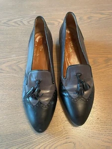 Allen Edmonds Womans Manchester Wingtip Tassel Loafers Size 8.5C Leather Blk/Gry - Picture 1 of 10