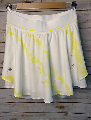 Lululemon Court Rival HR Skirt Extended Liner Cross Court Wash Lemon White Sz 6 • 78€