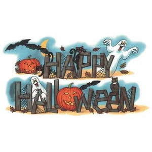Happy Halloween Geist Kürbis Überglasur Keramik Aufkleber - Bild 1 von 5