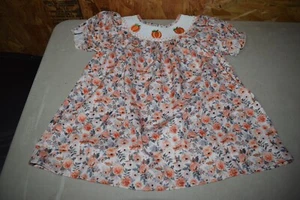Girls Boutique Smocked Pumpkin Floral Dress #47 - Picture 1 of 5