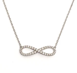Gabriel & Co. 14K White Gold Infinity Symbol Diamond Pendant Necklace - Picture 1 of 6