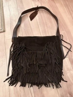 McFadin Bolso de Hombro con Flecos Cartera Gamuza en Marrón USADO Buen Estado Foto 1 de 3