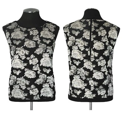 Adrienne Vittadini – Floral Sleeveless Cropped Zip Back Top – Size 4 Foto 1 de 4