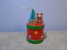 VINTAGE WOODEN 2.5” DRUM WITH TEDDY BEAR TREE ORESENT ORNAMENT (CB1681)