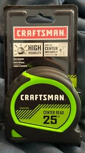 CRAFTSMAN HI-VIS 25-ft Tape Measure CMHT37165 new center read - Picture 1 of 6