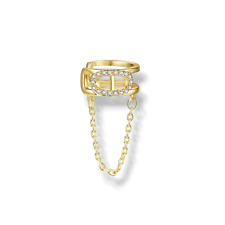 Gold Plated Ear Cuff C Shape Earring With Cubic Zirconia Fashion Jewelry Women