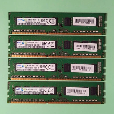 Samsung 16GB Kit 4x4GB PC3-12800 DDR3-1600 CL11 240-Pin ECC UDIMM M391B5273DH-CK - Image 1 of 2