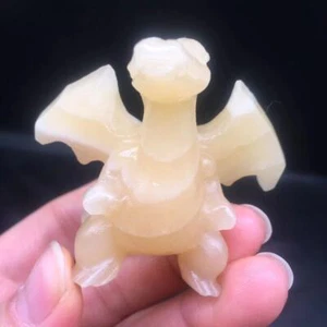 Natural Gold Frozen Stone Crystal Quartz Carved Charizard Healing Decorate 2.6'' - Picture 1 of 10