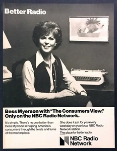 Miss América 1945 Bess Myerson foto 1977 NBC Radio Network anuncio impreso de colección - Imagen 1 de 1
