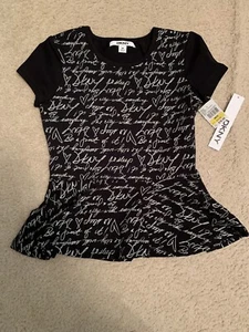 DKNY Short Sleeve Printed Shirt Girls Size M New With Tags - Picture 1 of 4