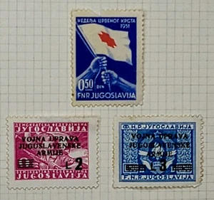 (3) Vtg 1940/50s YUGOSLAVIA Stamps Overprint Trieste Zone B Red Cross - Picture 1 of 2