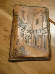 Couvre-Livre Liseuse  en cuir avec motifs orientaux  ( ref 36 ) - Picture 1 of 3