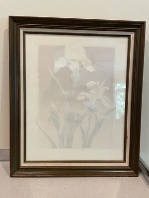 antique solid wood frame wirh vtg 80’s print cottage core country 19.5”x23.5” - Image 1 of 4