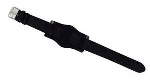 Militärarmband Uhrarmband Leder Unterleder schwarz feste Stege 18 mm Schließe go - Picture 1 of 1