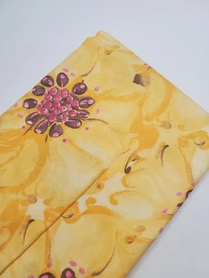Tina Givens Fabric TreeTop Fancy Yellow Floral Fuchsia Sew Quilt HALF YARD - Image 1 of 2
