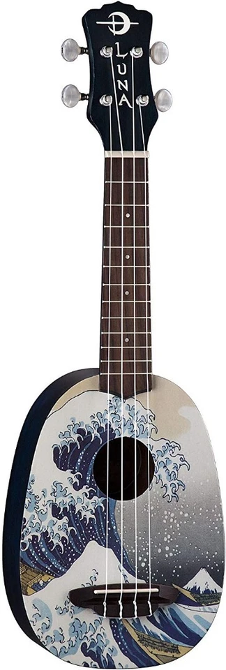 Luna Model Great Wave Graphic Soprano Size Acoustic Ukulele with Gig Bag - Sale! - Image 1 of 4