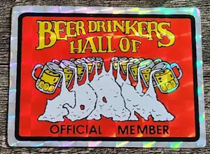 Vintage BEER DRINKER'S HALL OF FOAM Prism Vending Machine Sticker 1980s - Picture 1 of 15