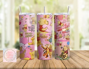 Winnie the Pooh Love 20oz Skinny Tumbler Stainless Steel Hot Cold Drink Gift - Picture 1 of 3