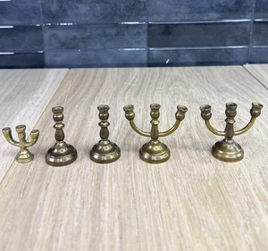 Miniature Brass Candlestick Holders for Dollhouse Lot 5 of Vintage - Foto 1 di 9