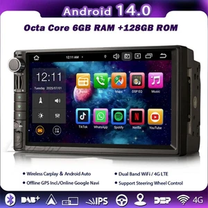 6+128GB Universal Android 14 2 din Autoradio CarPlay Nissan Navigatore Auto DAB+ - Foto 1 di 15