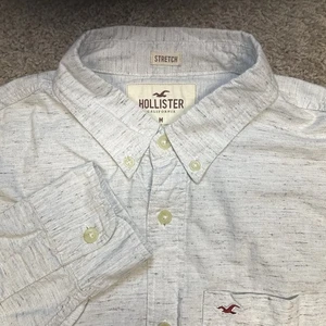 Hollister Buckle Herren Medium Langarm Freizeit Hemd mit Knopfleiste Weiß Stretch - Bild 1 von 8