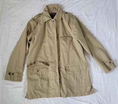 Chaqueta Woolrich Mujer Grande Caqui Con Botones Cuello Bolsillos Exterior Gorpcore Foto 1 de 4