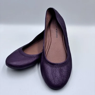 LUCKY BRAND Emmie Cuero Pisos Frambuesa/Ciruela Para Mujer Talla 8 M Nuevo Sin Etiquetas Foto 1 de 4