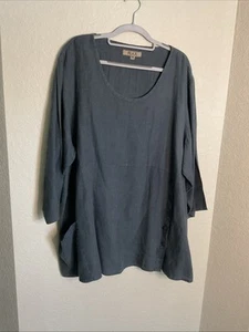 Flachs Damen Gr. 2G (2X) 3/4 Arm Leinen Lagenlook Top - Bild 1 von 8