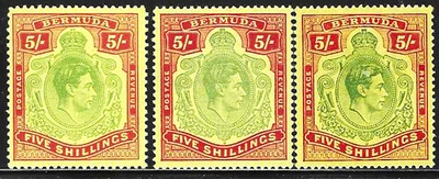 Bermuda (British) 1938-1950 Scts #125-#125a, Mint/NH-LH "KGVI" Perf 13 & 14, 5sh - Image 1 of 2