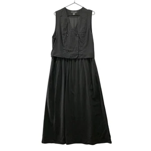 Tahari Linen Blend Maxi Dress L Black Sleeveless A-Line Avant Garde Minimalist - Picture 1 of 10