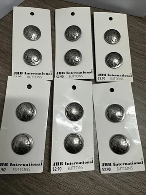 Vtg. JHB International Native American Head Buttons• 3/4”• Printed Liberty 1936• - Image 1 of 4