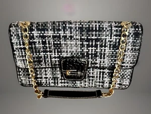 Liz Claiborne Tweed Shoulder Bag Snap Closure Vintage 11” X 5.75” X 3” - Picture 1 of 19