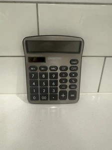 J.Burrows Recycled Desktop 12 Digit Calculator Silver - Picture 1 of 3