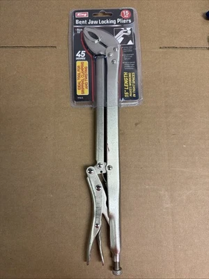 15 pulgadas Alicates de bloqueo de mandíbula doblada de 45 grados de alcance L Foto 1 de 3