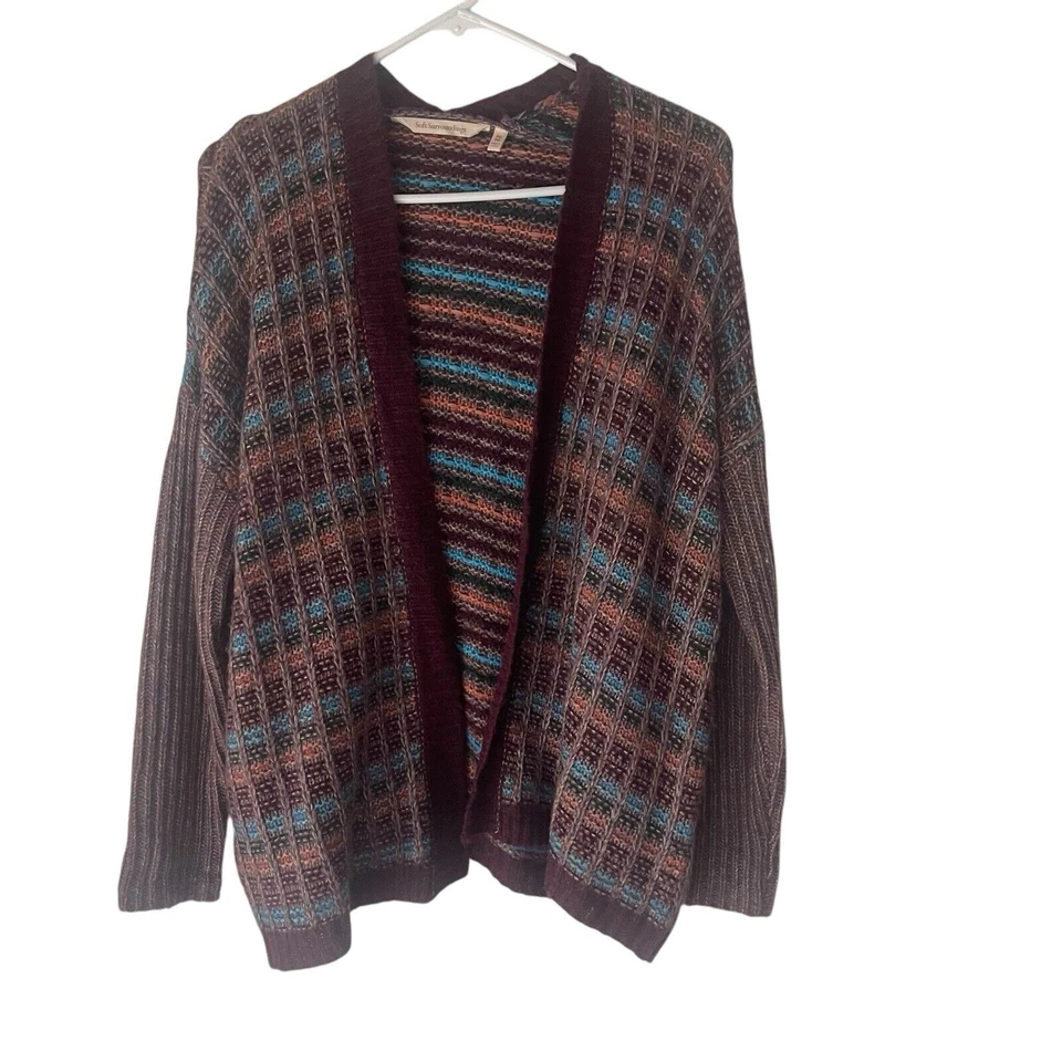 Cárdigan Suéter Soft Surroundings M Multicolor Colorido Tejido Suave Rayas Foto 1 de 4