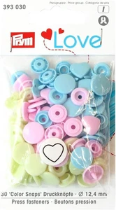 love, Bottoni a Forma Di Cuore, Bottoni Automatici in Plastica, Rosa/Verde/Azzur - Foto 1 di 12