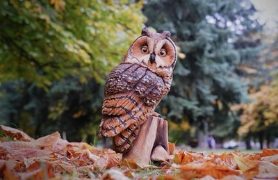 Owl Gift Owls Wooden owl Wood Carving Wood Owl Wood sculpture owl - image 1 of 4