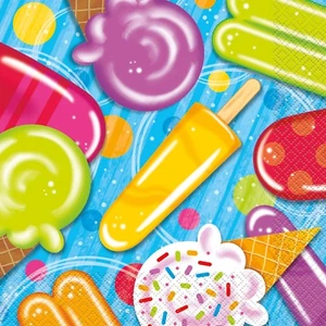 Ice Cream Napkins Fun Party Napkins Ice Cream Popsicle Summer Lunch Napkins 16ct - Picture 1 of 1