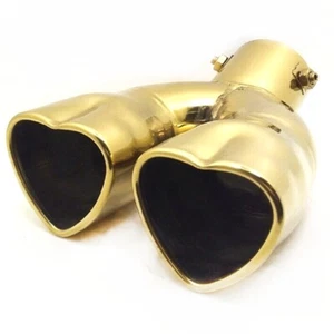 63mm Universal Heart Shaped Dual Outlet Car Exhaust Tips Muffler Tail Pipes - Picture 1 of 16