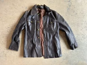 Seltene antike Vintage Leder Cafe Jacke Pferdefell? Thrashed Medium Western Vintage - Bild 1 von 17