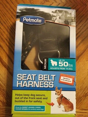 Arnés de cinturón de seguridad Petmate tamaño mediano hasta 50 libras ajustable 14-20" negro NUEVO Foto 1 de 4