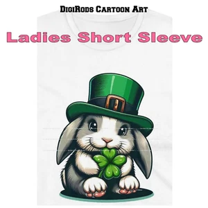Camiseta Mini Holland Lop Bunny Rabbit #2 Irish Pride DigiBuns dibujos animados para damas - Imagen 1 de 4