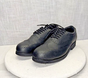 ROCKPORT WORKS Black Leather Steel Toe Safety Wing Tip ASTM Oxfords 10.5 - Picture 1 of 9
