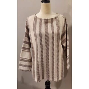 Ralph Lauren vertikal gestreift hellbraun/taupe Box übergroßer Pullover Größe L - Bild 1 von 7