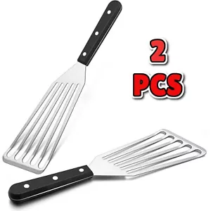 2 Pcs Stainless Steel Fish Spatula Slotted Turner for Cooking & Grilling - Picture 1 of 8