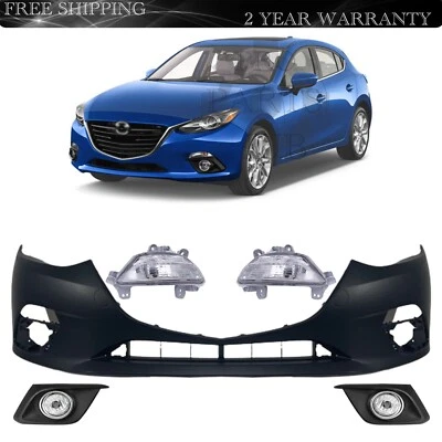 Front Bumper Cover Fascia & Fog Light Assembly Kit For 2014-2016 Mazda 3 Sport Foto 1 de 4