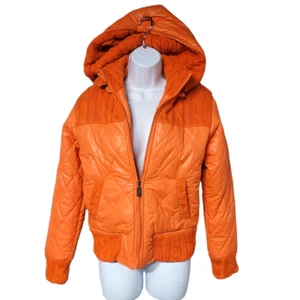 Y2K heller Puffer Kapuzen Pullover Mantel kurz Rippstrick Small Rue21 - Bild 1 von 10