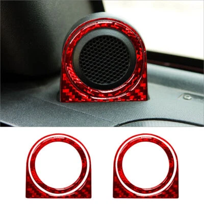 Cubierta de altavoz interior de fibra de carbono roja 4 piezas para Jeep Wrangler 2007-2010 Foto 1 de 4