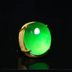 Zertifizierte natürliche A perfekte hohe eisgrüne burmesische Jade Jadeit Ringe # - Bild 1 von 9
